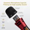 imageTONOR 4 Wireless Microphones with Rechargeable Receiver 4x10 Channel UHF Cordless Mics with Volume Control Handheld Dynamic Mic System for Church Singing Karaoke Wedding 200ft TW361Dual Mic Black Red