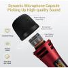 imageTONOR 4 Wireless Microphones with Rechargeable Receiver 4x10 Channel UHF Cordless Mics with Volume Control Handheld Dynamic Mic System for Church Singing Karaoke Wedding 200ft TW361Dual Mic Grey Red