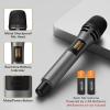 imageTONOR 4 Wireless Microphones with Rechargeable Receiver 4x10 Channel UHF Cordless Mics with Volume Control Handheld Dynamic Mic System for Church Singing Karaoke Wedding 200ft TW3614 Mic Grey