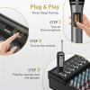 imageTONOR 4 Wireless Microphones with Rechargeable Receiver 4x10 Channel UHF Cordless Mics with Volume Control Handheld Dynamic Mic System for Church Singing Karaoke Wedding 200ft TW3614 Mic Grey