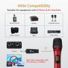 imageTONOR 4 Wireless Microphones with Rechargeable Receiver 4x10 Channel UHF Cordless Mics with Volume Control Handheld Dynamic Mic System for Church Singing Karaoke Wedding 200ft TW361Dual Mic Black Red