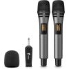 imageTONOR 4 Wireless Microphones with Rechargeable Receiver 4x10 Channel UHF Cordless Mics with Volume Control Handheld Dynamic Mic System for Church Singing Karaoke Wedding 200ft TW361Dual Mic Grey