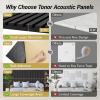 imageTONOR 4Pack Bilayer Acoustic Panels Large Selfadhesive 472  236  072 Adhesive Wall Panel Large Soundproof Tiles for Echo Absorbtion Acoustical Barrier of Polyester Fiber GreyBlackwood Veneer