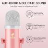imageTONOR ASMR Microphone Equipment Bundle With Audio Interface Immersive 3D Stereo Dual Condenser Mics With Mixer Clear Sound Volume Control Furry Windscreens Set for ASMR PinkPink