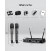 imageTONOR Dual Wireless Microphone Systems UHF Cordless Karaoke Microfono Set Metal Handheld Dynamic Mic 200ft for Singing with Receiver for Karaoke DJ Party Church Wedding Speech PA TW450 GreyGreyGrey