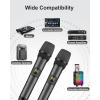 imageTONOR Dual Wireless Microphone Systems UHF Cordless Karaoke Microfono Set Metal Handheld Dynamic Mic 200ft for Singing with Receiver for Karaoke DJ Party Church Wedding Speech PA TW450 GreyGreyGrey