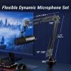 imageTONOR Dynamic Microphone XLRUSB Microphone for Podcast Recording Streaming Gaming XLR Cardioid Studio Mic with Quick Mute 35mm Headphone Jack Volume Control Mic with Boom Arm Pink TD510Black