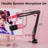 imageTONOR Dynamic Microphone XLRUSB Microphone for Podcast Recording Streaming Gaming XLR Cardioid Studio Mic with Quick Mute 35mm Headphone Jack Volume Control Mic with Boom Arm Pink TD510Pink
