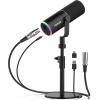 imageTONOR Dynamic Microphone XLRUSB Microphone for Podcast Recording Streaming Gaming XLR Cardioid Studio Mic with Quick Mute 35mm Headphone Jack Volume Control Mic with Boom Arm Pink TD510Black