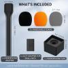 imageTONOR Handheld Adaptor for Interview Mic Wireless Microphone Handle for Lavalier Compatible with Rode DJI and All Lav Mic Microfono Stand with Flag Station Foam Rig for Vlogging Reports TP201 Pack