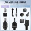 imageTONOR Handheld Adaptor for Interview Mic Wireless Microphone Handle for Lavalier Compatible with Rode DJI and All Lav Mic Microfono Stand with Flag Station Foam Rig for Vlogging Reports TP202 Pack