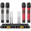 imageTONOR Wireless Microphone System 12Channel UHF Cordless Mic 8 Handheld Metal Dyanmic Mic with Receiver 295ft Range 8x12 UHF Frequencies Mic Mute Ideal for Church Singing Karaoke Rehearse TW880Silver  Red