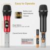 imageTONOR Wireless Microphone System 12Channel UHF Cordless Mic 8 Handheld Metal Dyanmic Mic with Receiver 295ft Range 8x12 UHF Frequencies Mic Mute Ideal for Church Singing Karaoke Rehearse TW880Black  Red