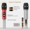 imageTONOR Wireless Microphone System 12Channel UHF Cordless Mic 8 Handheld Metal Dyanmic Mic with Receiver 295ft Range 8x12 UHF Frequencies Mic Mute Ideal for Church Singing Karaoke Rehearse TW880Silver  Red