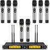 imageTONOR Wireless Microphone System 12Channel UHF Cordless Mic 8 Handheld Metal Dyanmic Mic with Receiver 295ft Range 8x12 UHF Frequencies Mic Mute Ideal for Church Singing Karaoke Rehearse TW880Silver