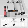 imageTONOR Wireless Microphone System 12Channel UHF Cordless Mic 8 Handheld Metal Dyanmic Mic with Receiver 295ft Range 8x12 UHF Frequencies Mic Mute Ideal for Church Singing Karaoke Rehearse TW880Silver  Red