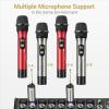 imageTONOR Wireless Microphones UHF Dual Cordless Metal Dynamic Mic System with Rechargeable Receiver for Karaoke Singing Wedding DJ Party Speech Church Class Use 200ft TW630 SilverSilverRed