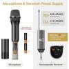 imageTONOR Wireless Microphones UHF Dual Cordless Metal Dynamic Mic System with Rechargeable Receiver for Karaoke Singing Wedding DJ Party Speech Church Class Use 200ft TW630 SilverBlackBlack