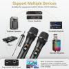 imageTONOR Wireless Microphones UHF Dual Cordless Metal Dynamic Mic System with Rechargeable Receiver for Karaoke Singing Wedding DJ Party Speech Church Class Use 200ft TW630 SilverBlackBlack