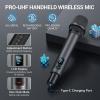 imageTONOR Wireless Microphones UHF Rechargeable Cordless Karaoke Mics 2x20 Channel Dynamic Microfonos Inalambricos Professional for Singing Church Wedding with Adjustable Volume Quick Mute 262ft TW520