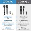 imageTONOR Wireless Microphones UHF Rechargeable Cordless Karaoke Mics 2x20 Channel Dynamic Microfonos Inalambricos Professional for Singing Church Wedding with Adjustable Volume Quick Mute 262ft TW520