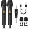 imageTONOR 4 Wireless Microphones with Rechargeable Receiver 4x10 Channel UHF Cordless Mics with Volume Control Handheld Dynamic Mic System for Church Singing Karaoke Wedding 200ft TW361Dual Mic Black