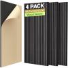 imageTONOR 4Pack Bilayer Acoustic Panels Large Selfadhesive 472  236  072 Adhesive Wall Panel Large Soundproof Tiles for Echo Absorbtion Acoustical Barrier of Polyester Fiber GreyBlackwood Veneer