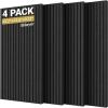 imageTONOR 4Pack Bilayer Acoustic Panels Large Selfadhesive 472  236  072 Adhesive Wall Panel Large Soundproof Tiles for Echo Absorbtion Acoustical Barrier of Polyester Fiber GreyBlack