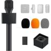 imageTONOR Handheld Adaptor for Interview Mic Wireless Microphone Handle for Lavalier Compatible with Rode DJI and All Lav Mic Microfono Stand with Flag Station Foam Rig for Vlogging Reports TP201 Pack