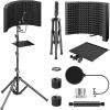 imageTONOR Isolation Shield Pack for Mic High Density Absorbent Foam Shield with Pop Filter ampamp Tripod Stand Foldable Design Suitable for Blue Yeti AT2020 Recording Podcasts Singing Broadcasting