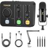 imageTONOR Podcast Equipment Bundle Audio Mixer with Dynamic Microphone and Boom Arm Set XLR Mic with Studio Audio Interface Desk Mic Arm AllinOne Pack for Recording Podcasting Streaming POD1POD 1