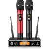 imageTONOR Wireless Microphone System 12Channel UHF Cordless Mic 8 Handheld Metal Dyanmic Mic with Receiver 295ft Range 8x12 UHF Frequencies Mic Mute Ideal for Church Singing Karaoke Rehearse TW880Black  Red