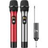 imageTONOR Wireless Microphones UHF Dual Cordless Metal Dynamic Mic System with Rechargeable Receiver for Karaoke Singing Wedding DJ Party Speech Church Class Use 200ft TW630 SilverSilverRed