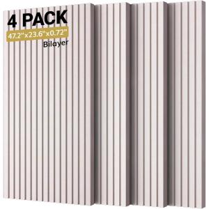 imageTONOR 4Pack Bilayer Acoustic Panels Large Selfadhesive 472  236  072 Adhesive Wall Panel Large Soundproof Tiles for Echo Absorbtion Acoustical Barrier of Polyester Fiber GreyCamel