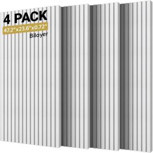 imageTONOR 4Pack Bilayer Acoustic Panels Large Selfadhesive 472  236  072 Adhesive Wall Panel Large Soundproof Tiles for Echo Absorbtion Acoustical Barrier of Polyester Fiber GreyWhite