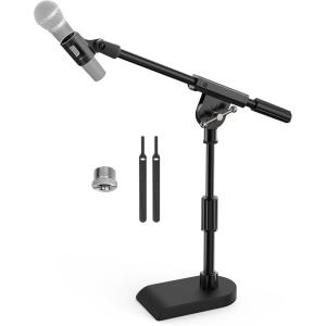 imageTONOR Adjustable Desktop Mic Stand Weighted Base with Twist Clutch Boom Arm with 38 and 58 Adapter Excellent Compatibility Suitable for Recording Podcast Guitar