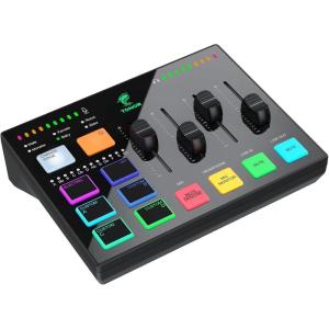 imageTONOR Gaming Audio Interface RGB Audio Mixer with Propreamp 65mm and XLR Channel Support for Instrument Input Independent Volume Controls for Gaming Live Streaming Content Creating TX310
