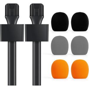 imageTONOR Handheld Adaptor for Interview Mic Wireless Microphone Handle for Lavalier Compatible with Rode DJI and All Lav Mic Microfono Stand with Flag Station Foam Rig for Vlogging Reports TP202 Pack