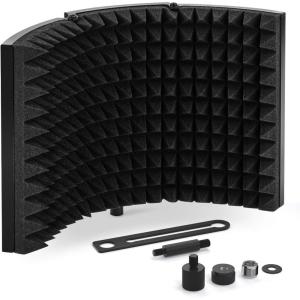 imageTONOR Microphone Isolation Shield Studio Mic Sound Absorbing Foam Reflector for Any Condenser Microphone Recording Equipment Studio BlackBlack
