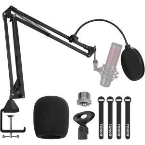 imageTONOR Microphone Stand Extension Arm Studio Suspension Scissor Boom Arm with Pop Filter 38quot to 58quot Adapter Excellent Compatibility Mic Clip Upgraded Heavy Duty Clamp T30138138