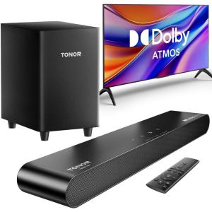 imageTONOR Sound Bar for Smart TV with Dolby Atmos 21 Deep Bass Soundbar for TV SpeakerPCPhonew 53 Bluetooth DSP Technology 3 Modes Home Theater Audio Sound System Work with HDMI eARCOptAUXUSB21 Soundbar with Subwoofer wDolby Atmos