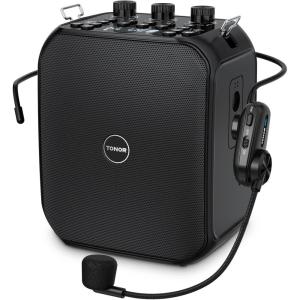 imageTONOR Voice Amplifier 50W 6000mAh Rechargeable Bluetooth Personal PA System with Wireless Headset Mic ampamp Waistband Portable Megaphone Speaker for Classroom Training Teaching Speech Tour Guide K13
