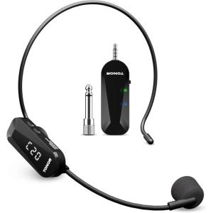 imageTONOR Wireless Headset Microphone UHF Microphone Headset System Head Handheld Mic 2 in 1 Ear Mic with 20 Channels 65ft Range for Fitness Teaching Tour Guide Voice Amplifier Speaker Pa