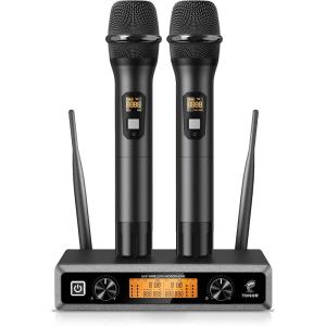 imageTONOR Wireless Microphone System 12Channel UHF Cordless Mic 8 Handheld Metal Dyanmic Mic with Receiver 295ft Range 8x12 UHF Frequencies Mic Mute Ideal for Church Singing Karaoke Rehearse TW880Black  Black