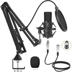 imageXLR Condenser Microphone TONOR Professional Cardioid Studio Mic Kit with T20 Boom Arm Shock Mount Pop Filter for Recording Podcasting Voice Over Streaming Home Studio YouTube TC20