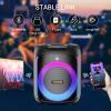 imageTONOR Karaoke Machine for Adults Portable Bluetooth Singing PA Speaker System with 2 Wireless Microphones and RGB LED Lights Supports BTAUXUSBTF Card for Party Home Karaoke OutdoorIndoor K6K6 Black