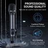 imageTONOR Rechargeable Wireless Microphone Metal Dual UHF Handheld Microphone System Cordless Mic with Bluetooth Receiver UHF 262ft Range for Home Karaoke Church Party DJ Wedding TW790 Dark Grey