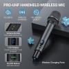 imageTONOR Rechargeable Wireless Microphone Metal Dual UHF Handheld Microphone System Cordless Mic with Bluetooth Receiver UHF 262ft Range for Home Karaoke Church Party DJ Wedding TW790 Dark Grey