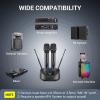 imageTONOR Rechargeable Wireless Microphone Metal Dual UHF Handheld Microphone System Cordless Mic with Bluetooth Receiver UHF 262ft Range for Home Karaoke Church Party DJ Wedding TW790 Dark Grey