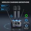 imageTONOR Rechargeable Wireless Microphone Metal Dual UHF Handheld Microphone System Cordless Mic with Bluetooth Receiver UHF 262ft Range for Home Karaoke Church Party DJ Wedding TW790 Dark Grey